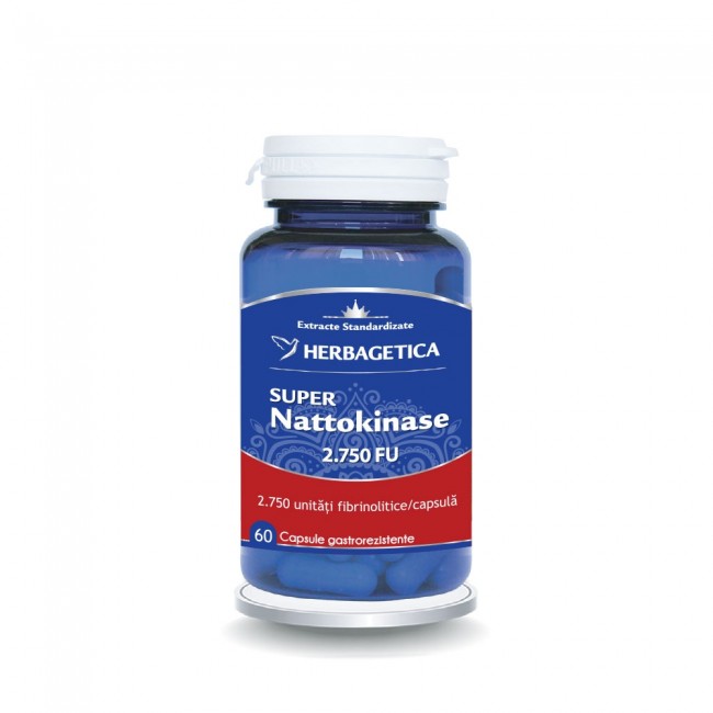 nattokinase-60cps Super Nattokinase 2.750 FU Herbagetica 60 Capsule - imagine 1