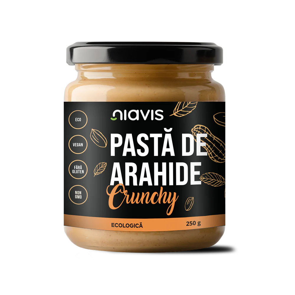 pasta-arahide-crunchy-bio-niavis-200gr Pasta de arahide crunchy ecologic, 250g, Niavis - imagine 1