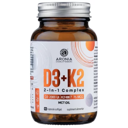 Vitamina D3 + Vitamina K2 2 in 1 Complex, 60 capsule moi, Aronia